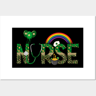 Nurse St. Patrick's Day Stethoscope Rainbow Posters and Art